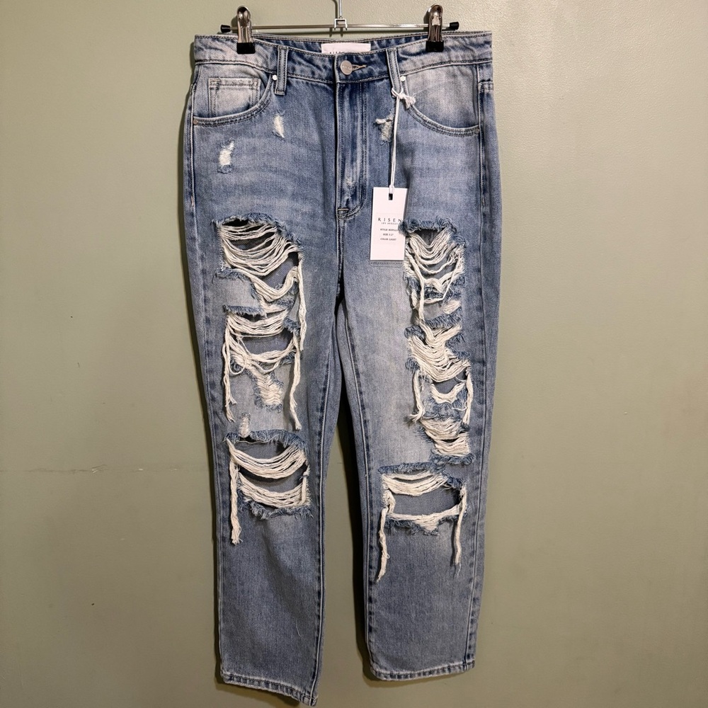 Light Blue Distressed Women’s Jeans - Casual Ripped Denim